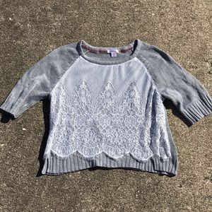Xilharation Short Sleeve Lace Sweater